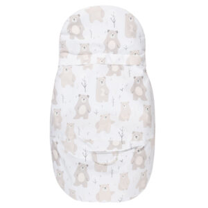 Baby Winter Footmuff – Bear Print White / Beige, One Size