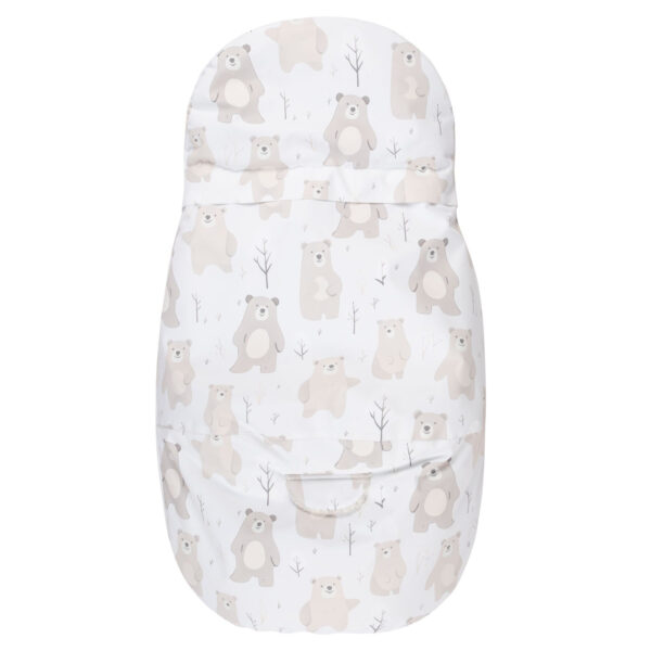 Baby Winter Footmuff – Bear Print White / Beige, One Size