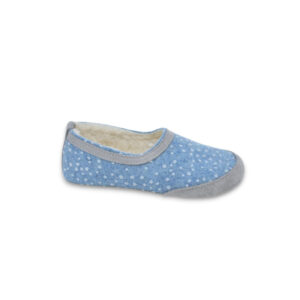 Poksa Kids’ Barefoot Slippers with Lambswool – Blue Dots