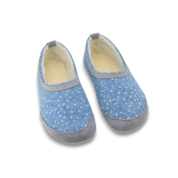 Poksa Kids’ Barefoot Slippers with Lambswool – Blue Dots