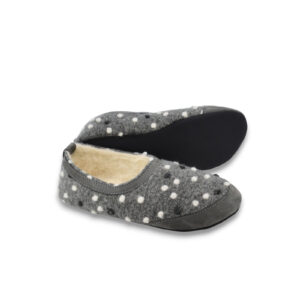 Poksa Barefoot Slippers with Lambswool – Grey Dots