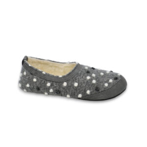 Poksa Barefoot Slippers with Lambswool – Grey Dots