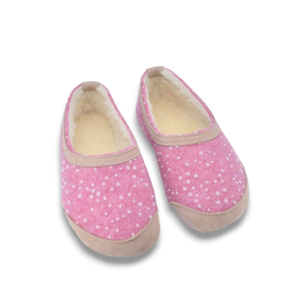 Poksa Kids’ Barefoot Slippers with Lambswool – Pink Dots