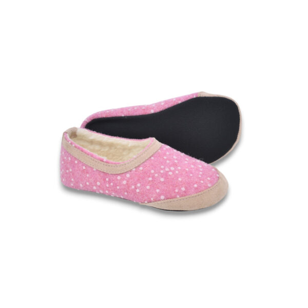 Poksa Kids’ Barefoot Slippers with Lambswool – Pink Dots