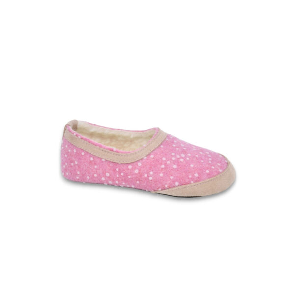 Poksa Kids’ Barefoot Slippers with Lambswool – Pink Dots