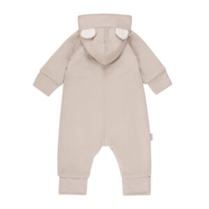 Bear-Ear Cotton-Lined Merino Wool Baby Overall – Beige