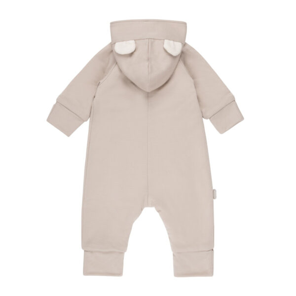 Bear-Ear Cotton-Lined Merino Wool Baby Overall – Beige