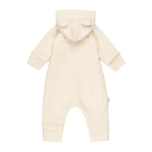 Bear-Ear Cotton-Lined Merino Wool Baby Overall – White