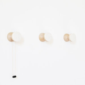 Beech Wood & Ceramic Wall Hook / Knob – White Sand