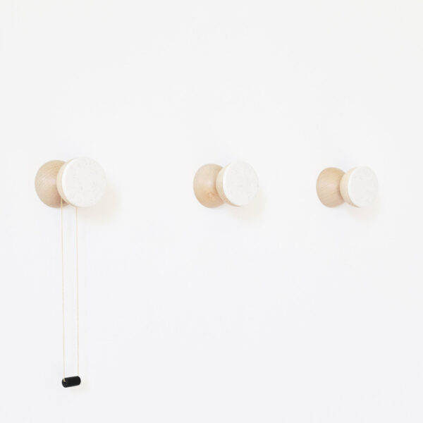 Beech Wood & Ceramic Wall Hook / Knob – White Sand