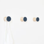 Beech Wood & Ceramic Wall Hook / Knob - Dark Blue