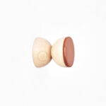 Beech Wood & Ceramic Wall Hook / Knob - Dark Terracotta Orange