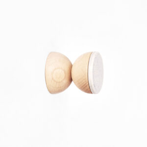 Beech Wood & Ceramic Wall Hook / Knob - Grey Sand
