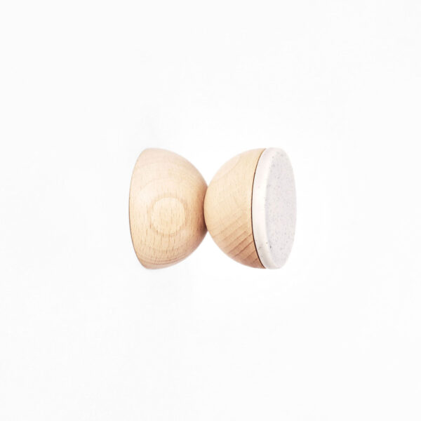Beech Wood & Ceramic Wall Hook / Knob – Grey Sand