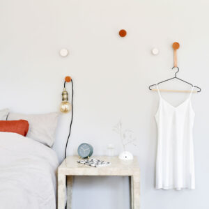Beech Wood & Ceramic Wall Hook / Knob – Terracotta Orange Specks