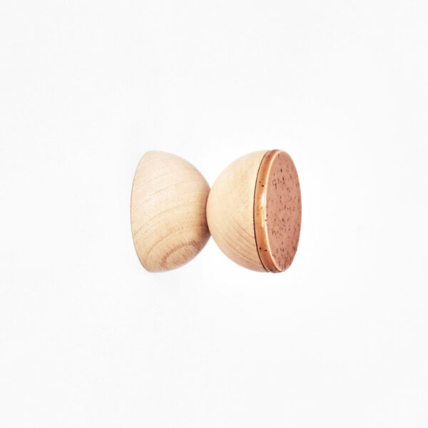 Beech Wood & Ceramic Wall Hook / Knob – Terracotta Orange Specks