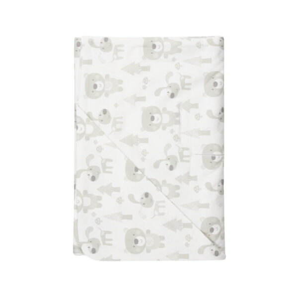 Beige and White Baby Blanket with Harness Slots