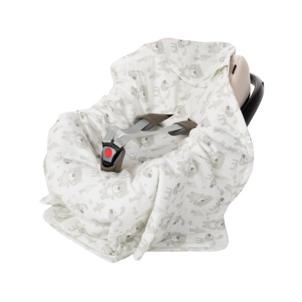 Beige and White Baby Blanket with Harness Slots