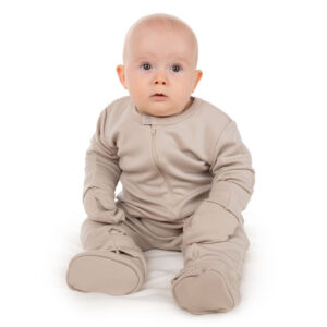 Beige Merino Wool Baby Mittens with Thumb