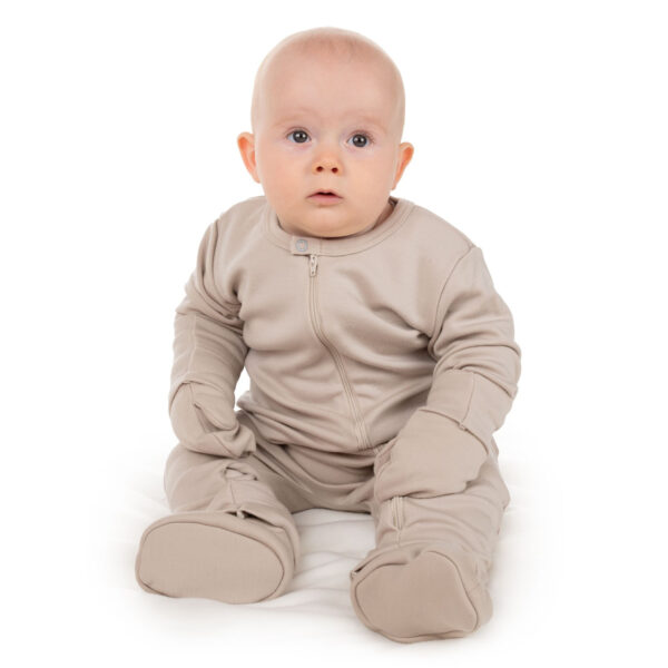 Beige Merino Wool Baby Mittens with Thumb