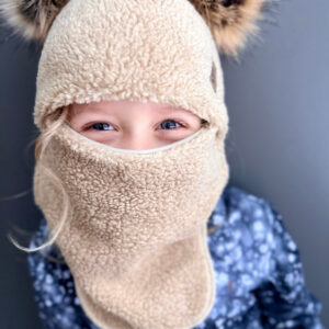 Beige Merino Wool-Lined Winter Balaclava