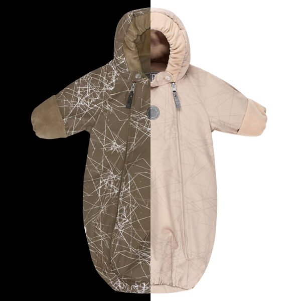 Beige Reflective Merino Wool-Lined Spring/Autumn Bunting Pram Suit