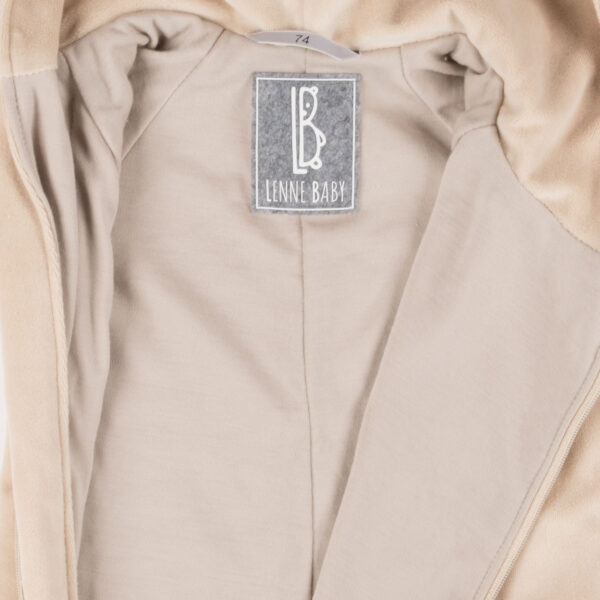 Beige Velvet Baby Overall with Merino Wool Lining