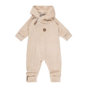 Beige Velvet Baby Overall with Merino Wool Lining