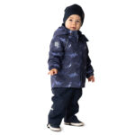 Blue Dinosaur Print Spring/Autumn Jacket and Bib Pants Set