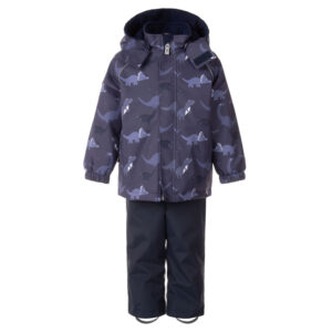 Blue Dinosaur Print Spring/Autumn Jacket and Bib Pants Set