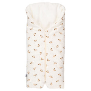 Bow Baby Sleeping Bag & Blanket – Beige / White, 0–6 Months