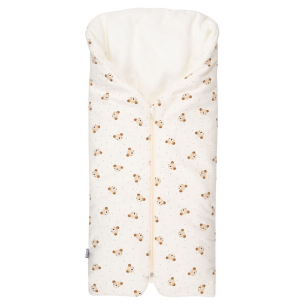 Bow Baby Sleeping Bag & Blanket – Beige / White, 0–6 Months