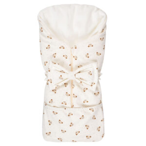 Bow Baby Sleeping Bag & Blanket – Beige / White, 0–6 Months