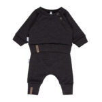Children’s Merino Wool Top and Trousers Set – Dark Grey