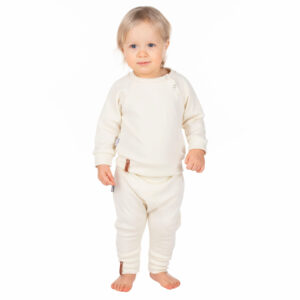 Children’s Merino Wool Top and Trousers Set – White