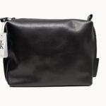 Leather Cosmetic Bag, Black - Large