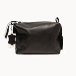 Leather Cosmetic Bag, Black - Medium