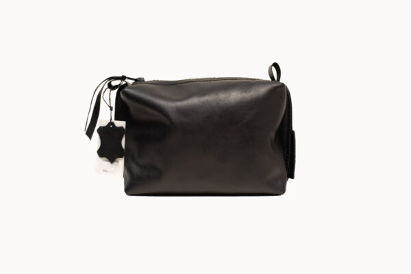 Leather Cosmetic Bag, Black – Medium