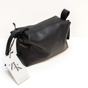 Leather Cosmetic Bag, Black – Small