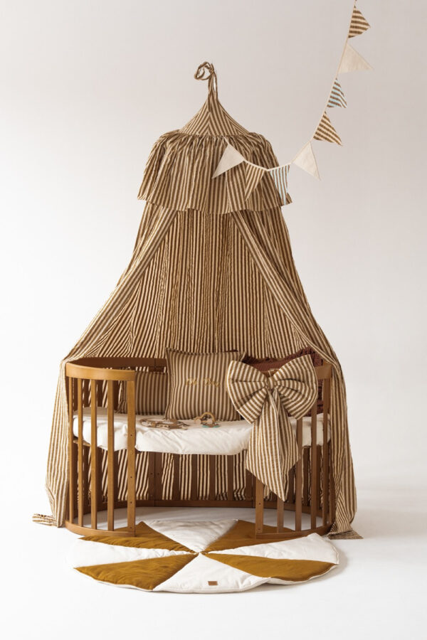 Raw Cotton Bed Canopy – Olive Stripes