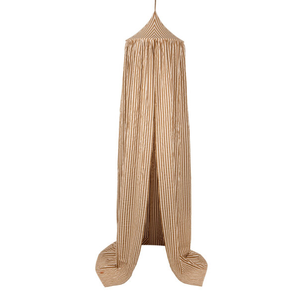 Raw Cotton Bed Canopy – Olive Stripes