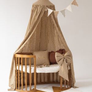 Raw Cotton Bed Canopy – Olive Stripes