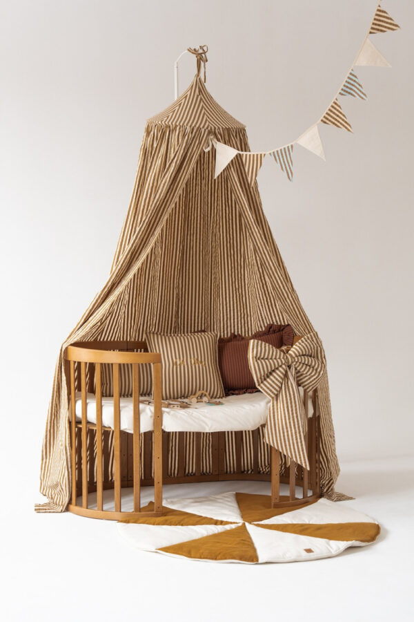 Raw Cotton Bed Canopy – Olive Stripes