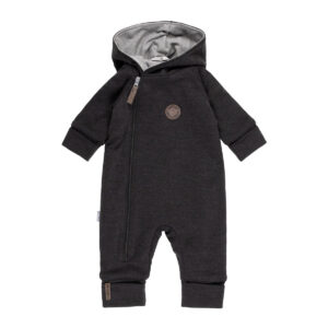 Cotton-Lined Merino Wool Baby Overall – Dark Grey