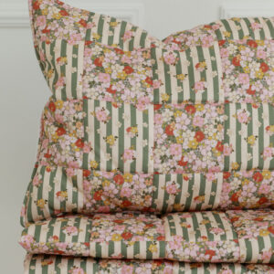 Quilted Patchwork Blanket & Pillow Set – Green Garden, 95 × 135 cm