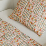 Quilted Patchwork Blanket & Pillow Set – Green Garden, 95 × 135 cm