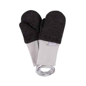 Dark Grey Merino Wool Baby Mittens with Thumb