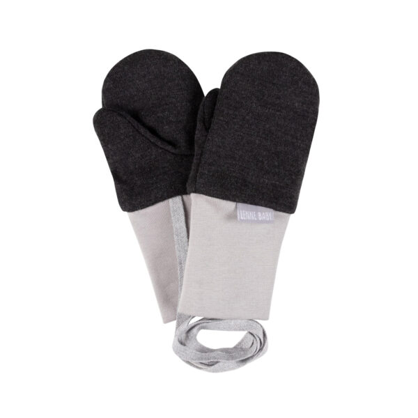 Dark Grey Merino Wool Baby Mittens with Thumb