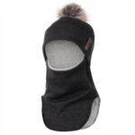 Dark Grey Merino Wool Pom-Pom Balaclava