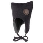 Dark Grey Merino Wool Tie-Up Baby Hat